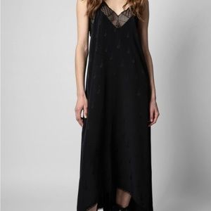 Black Risty Jac Guitar Silk Dress Size Large